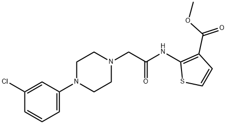 methyl 2-(2-(4-(3-chlorophenyl)piperazin-1-yl)acetamido)thiophene-3-carboxylate 구조식 이미지