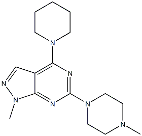 1-methyl-6-(4-methylpiperazin-1-yl)-4-(piperidin-1-yl)-1H-pyrazolo[3,4-d]pyrimidine Structure