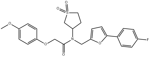 N-(1,1-dioxidotetrahydro-3-thienyl)-N-{[5-(4-fluorophenyl)-2-furyl]methyl}-2-(4-methoxyphenoxy)acetamide 구조식 이미지