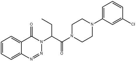 3-(1-{[4-(3-chlorophenyl)-1-piperazinyl]carbonyl}propyl)-1,2,3-benzotriazin-4(3H)-one 구조식 이미지