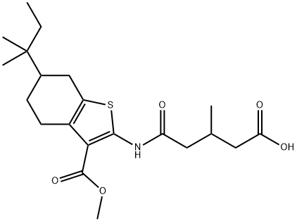 5-((3-(methoxycarbonyl)-6-(tert-pentyl)-4,5,6,7-tetrahydrobenzo[b]thiophen-2-yl)amino)-3-methyl-5-oxopentanoic acid Structure