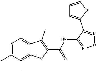 3,6,7-trimethyl-N-[4-(thiophen-2-yl)-1,2,5-oxadiazol-3-yl]-1-benzofuran-2-carboxamide 구조식 이미지