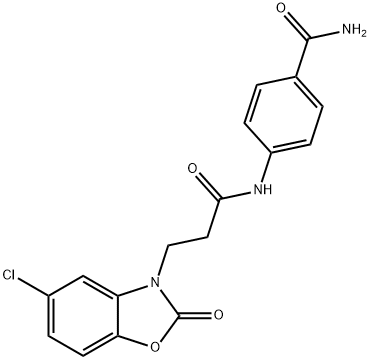 4-{[3-(5-chloro-2-oxo-1,3-benzoxazol-3(2H)-yl)propanoyl]amino}benzamide 구조식 이미지