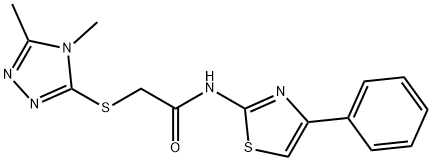 2-[(4,5-dimethyl-4H-1,2,4-triazol-3-yl)thio]-N-(4-phenyl-1,3-thiazol-2-yl)acetamide 구조식 이미지