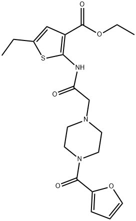 ethyl 5-ethyl-2-(2-(4-(furan-2-carbonyl)piperazin-1-yl)acetamido)thiophene-3-carboxylate 구조식 이미지