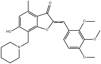 6-hydroxy-4-methyl-7-(1-piperidinylmethyl)-2-(2,3,4-trimethoxybenzylidene)-1-benzofuran-3(2H)-one Structure