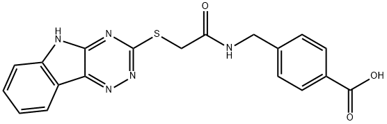 4-({[(5H-[1,2,4]triazino[5,6-b]indol-3-ylsulfanyl)acetyl]amino}methyl)benzoic acid Structure