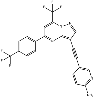 5-((7-(Trifluoromethyl)-5-(4-(trifluoromethyl)phenyl)pyrazolo[1,5-a]pyrimidin-3-yl)ethynyl)pyridin-2-amine Structure