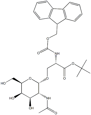 O-[2-(Acetylamino)-2-deoxy-alpha-D-galactopyranosyl]-N-[(9H-fluoren-9-ylmethoxy)carbonyl]-L-serine 1,1-dimethylethyl ester Structure