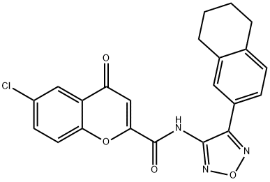 6-chloro-4-oxo-N-[4-(5,6,7,8-tetrahydronaphthalen-2-yl)-1,2,5-oxadiazol-3-yl]-4H-chromene-2-carboxamide 구조식 이미지