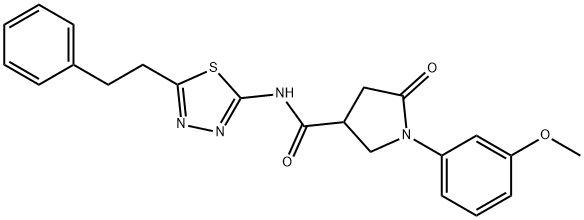 1-(3-methoxyphenyl)-5-oxo-N-[5-(2-phenylethyl)-1,3,4-thiadiazol-2-yl]pyrrolidine-3-carboxamide 구조식 이미지