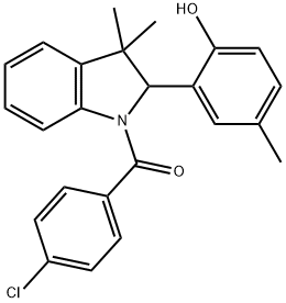 (4-Chlorophenyl)(2-(2-hydroxy-5-methylphenyl)-3,3-dimethylindolin-1-yl)methanone Structure