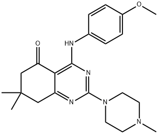 4-(4-methoxyanilino)-7,7-dimethyl-2-(4-methyl-1-piperazinyl)-7,8-dihydro-5(6H)-quinazolinone Structure