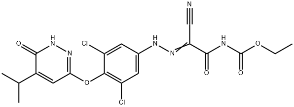 (Z)-ethyl (2-cyano-2-(2-(3,5-dichloro-4-((5-isopropyl-6-oxo-1,6-dihydropyridazin-3-yl)oxy)phenyl)hydrazono)acetyl)carbamate(WXG00198) Structure
