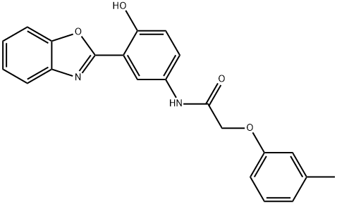 N-[3-(1,3-benzoxazol-2-yl)-4-hydroxyphenyl]-2-(3-methylphenoxy)acetamide 구조식 이미지