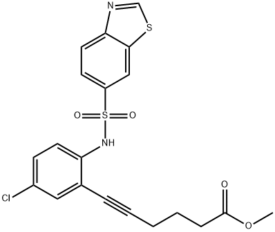 methyl 6-(2-(benzo[d]thiazole-6-sulfonamido)-5-chlorophenyl)hex-5-ynoate(WXG02266) 구조식 이미지
