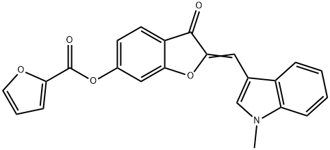 (2E)-2-[(1-methyl-1H-indol-3-yl)methylidene]-3-oxo-2,3-dihydro-1-benzofuran-6-yl furan-2-carboxylate 구조식 이미지