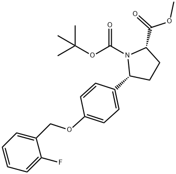 1-(1,1-dimethylethyl) 2-methyl (2S,5R)-5-(4-{[(2-fluorophenyl)methyl]oxy}phenyl)-1,2-pyrrolidinedicarboxylate Structure