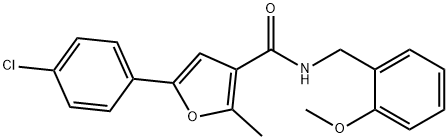 5-(4-chlorophenyl)-N-(2-methoxybenzyl)-2-methylfuran-3-carboxamide 구조식 이미지