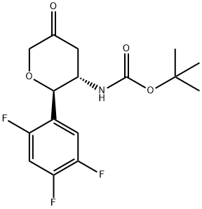 tert-butyl (2R,3S)-5-oxo-2-(2,4,5-trifluorophenyl)tetrahydro-2H-pyran-3-ylcarbamate 구조식 이미지