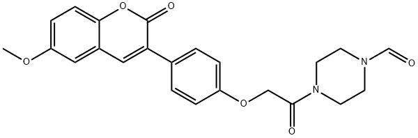 4-{[4-(6-methoxy-2-oxo-2H-chromen-3-yl)phenoxy]acetyl}piperazine-1-carbaldehyde Structure