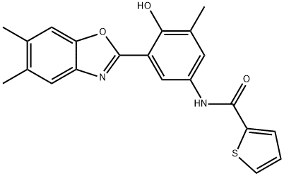 N-[3-(5,6-dimethyl-1,3-benzoxazol-2-yl)-4-hydroxy-5-methylphenyl]thiophene-2-carboxamide Structure