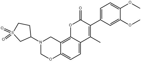 3-(3,4-dimethoxyphenyl)-9-(1,1-dioxidotetrahydrothiophen-3-yl)-4-methyl-9,10-dihydro-2H,8H-chromeno[8,7-e][1,3]oxazin-2-one Structure