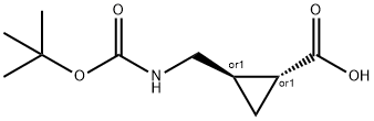 trans-cyclopropanecarboxylic acid, 2-[[[(1,1-dimethylethoxy)carbonyl]amino]methyl]- Structure