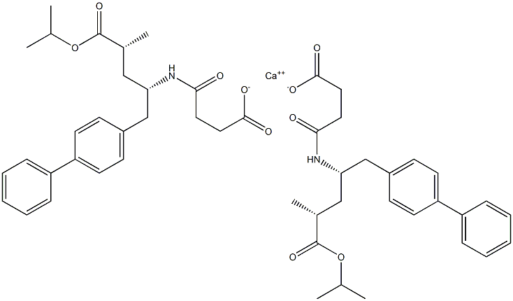 Calcium bis[4-{[(1S,3R)-1-([1,1'-biphenyl]-4-ylmethyl)-3-methyl-4-oxo-4-(propan-2-yloxyl)butyl]amino}-4-oxobutanoate] 구조식 이미지