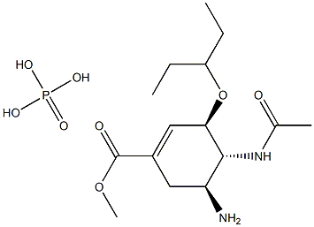 Methyl (3R,4R,5S)-4-acetamido-5-amino-3-(1-ethylpropoxy)cyclohex-1-ene-1-carboxylate Phosphate Structure