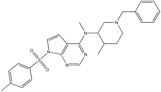 N-((3RS,4RS)-1-benzyl-4-methylpiperidin-3-yl)-N-methyl-7-tosyl-7H-pyrrolo[2,3-d]pyrimidin-4-amine Structure
