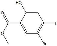 5-Bromo-2-hydroxy-4-iodo-benzoic acid methyl ester 구조식 이미지