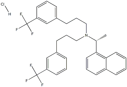 (R)-N-(1-(naphthalen-1-yl)ethyl)-3-(3-(trifluoromethyl)phenyl) -N-(3-(3-(trifluoromethyl)phenyl)propyl)propan-1-amine hydrochloride Structure