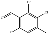 2-Bromo-3-chloro-6-fluoro-4-methyl-benzaldehyde 구조식 이미지