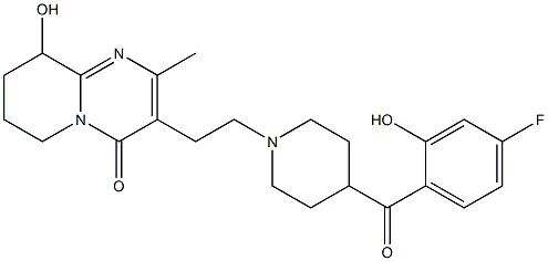 3-(2-(4-(4-fluoro-2-hydroxybenzoyl)piperidin-1-yl)ethyl)-9-hydroxy-2-methyl-6,7,8,9-tetrahydro-4H-pyrido[1,2-a]pyrimidin-4-one 구조식 이미지