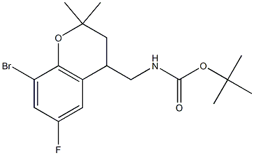 TERT-BUTYL ((8-BROMO-6-FLUORO-2,2-DIMETHYLCHROMAN-4-YL)METHYL)CARBAMATE 구조식 이미지