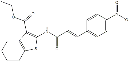 ethyl 2-{[3-(4-nitrophenyl)acryloyl]amino}-4,5,6,7-tetrahydro-1-benzothiophene-3-carboxylate 구조식 이미지