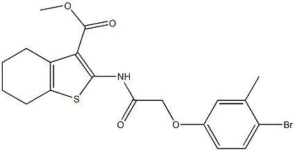 methyl 2-{[(4-bromo-3-methylphenoxy)acetyl]amino}-4,5,6,7-tetrahydro-1-benzothiophene-3-carboxylate 구조식 이미지