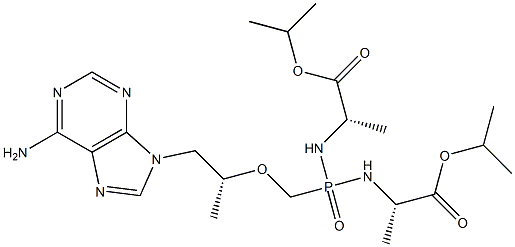 9-[(R)-2-[[bis[[-(S)-1-(isopropoxycarbonyl)ethyl]amino]phosphinyl]methoxy]propyl]adenine 구조식 이미지