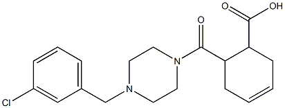 6-(4-(3-chlorobenzyl)piperazine-1-carbonyl)cyclohex-3-enecarboxylic acid 구조식 이미지