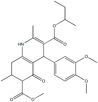 3-sec-butyl 6-methyl 4-(3,4-dimethoxyphenyl)-2,7-dimethyl-5-oxo-1,4,5,6,7,8-hexahydroquinoline-3,6-dicarboxylate 구조식 이미지