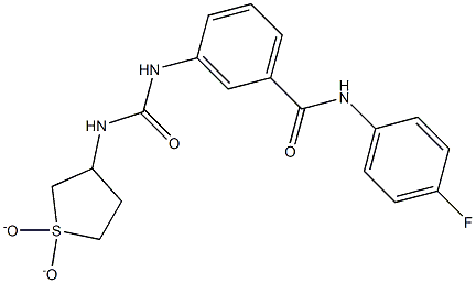 3-(3-(1,1-dioxidotetrahydrothiophen-3-yl)ureido)-N-(4-fluorophenyl)benzamide 구조식 이미지