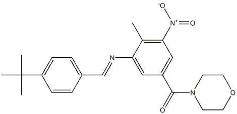 (E)-(3-((4-(tert-butyl)benzylidene)amino)-4-methyl-5-nitrophenyl)(morpholino)methanone 구조식 이미지