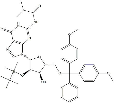 N2-Isobutyryl-5'-O-(4,4'-dimethoxytrityl)-2'-O-(t-butyl-dimethylsilyl)-guanosine Structure