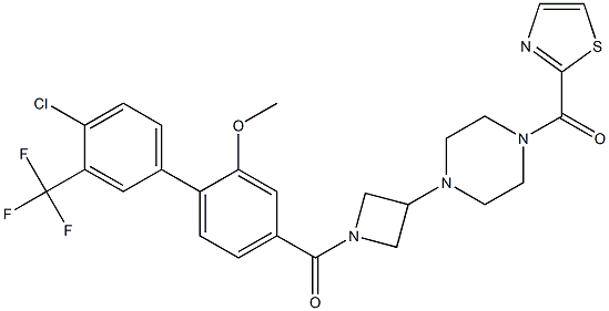 (4-(1-(4'-chloro-2-methoxy-3'-(trifluoromethyl)-[1,1'-biphenyl]-4-carbonyl)azetidin-3-yl)piperazin-1-yl)(thiazol-2-yl)methanone Structure