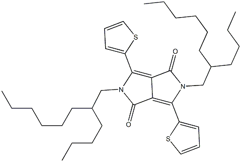 2,5-Bis-(2-butyl-octyl)-3,6-di-thiophen-2-yl-2,5-dihydro-pyrrolo[3,4-c]pyrrole-1,4-dione 구조식 이미지