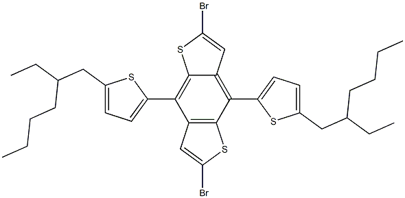2,6-Dibromo-4,8-bis-[5-(2-ethyl-hexyl)-thiophen-2-yl]-1,5-dithia-s-indacene 구조식 이미지