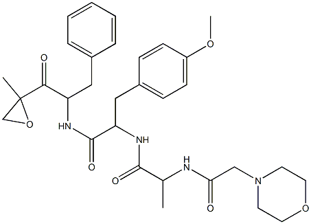 N-[1-Benzyl-2-(2-methyl-oxiranyl)-2-oxo-ethyl]-3-(4-methoxy-phenyl)-2-[2-(2-morpholin-4-yl-acetylamino)-propionylamino]-propionamide 구조식 이미지