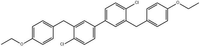 4,4'-dichloro-3,3'-bis(4-ethoxybenzyl)-1,1'-biphenyl 구조식 이미지