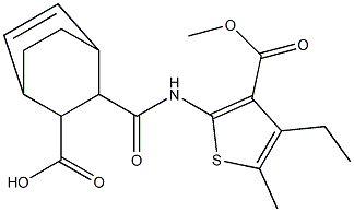 3-((4-ethyl-3-(methoxycarbonyl)-5-methylthiophen-2-yl)carbamoyl)bicyclo[2.2.2]oct-5-ene-2-carboxylic acid 구조식 이미지